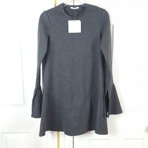 Zara Trafaluc Heathered Gray Bell Sleeves Dress S